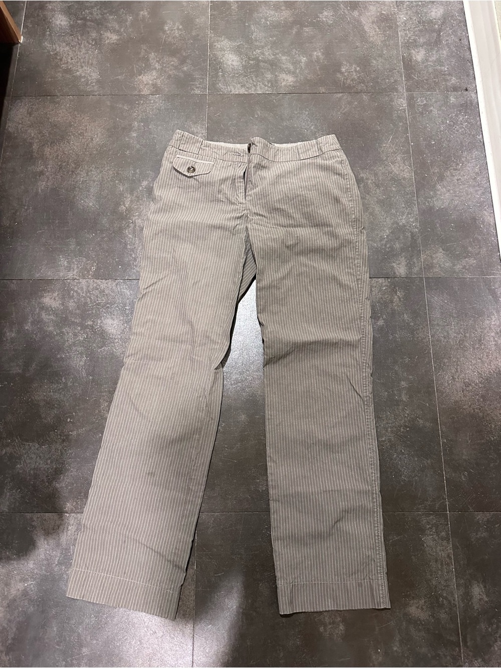 MaxMara Vintage 2000s Low Rise Pants in Light Taupe Pinstripe